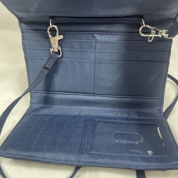 Vera Bradley Small Crossbody Purse Wallet Quilted Navy Blue‎ - Picture 8 of 11